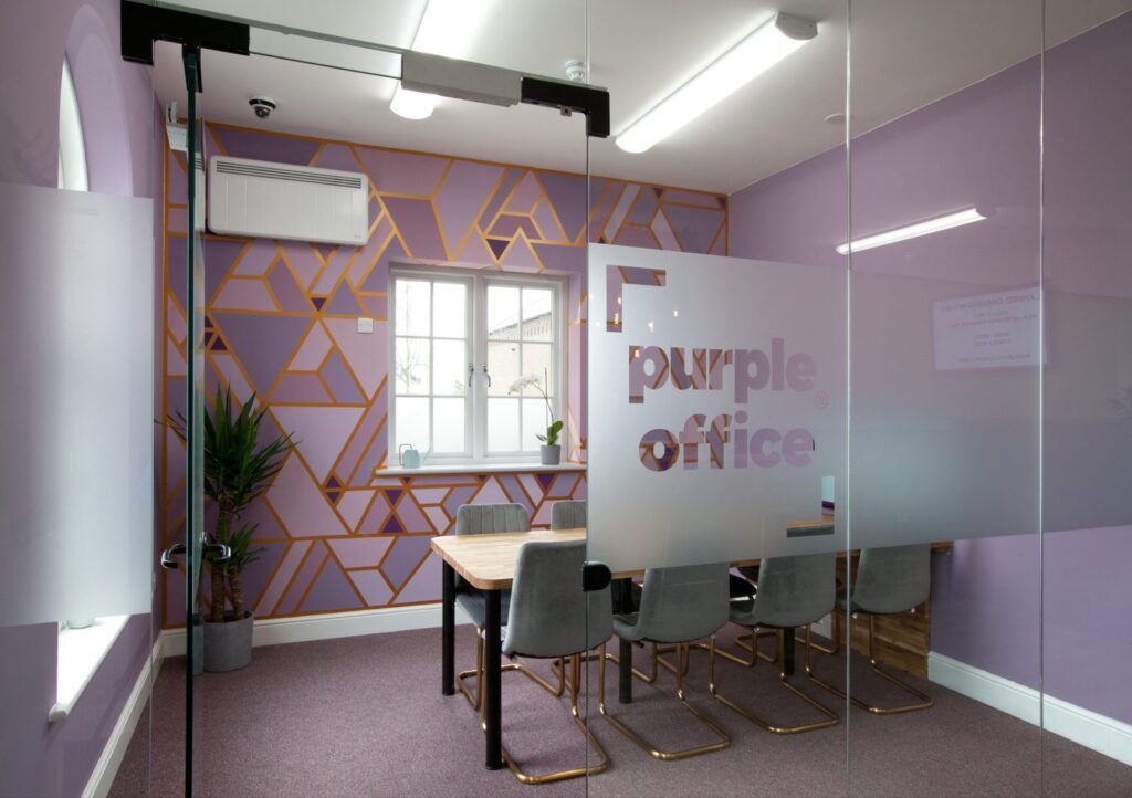 purple office meeting room