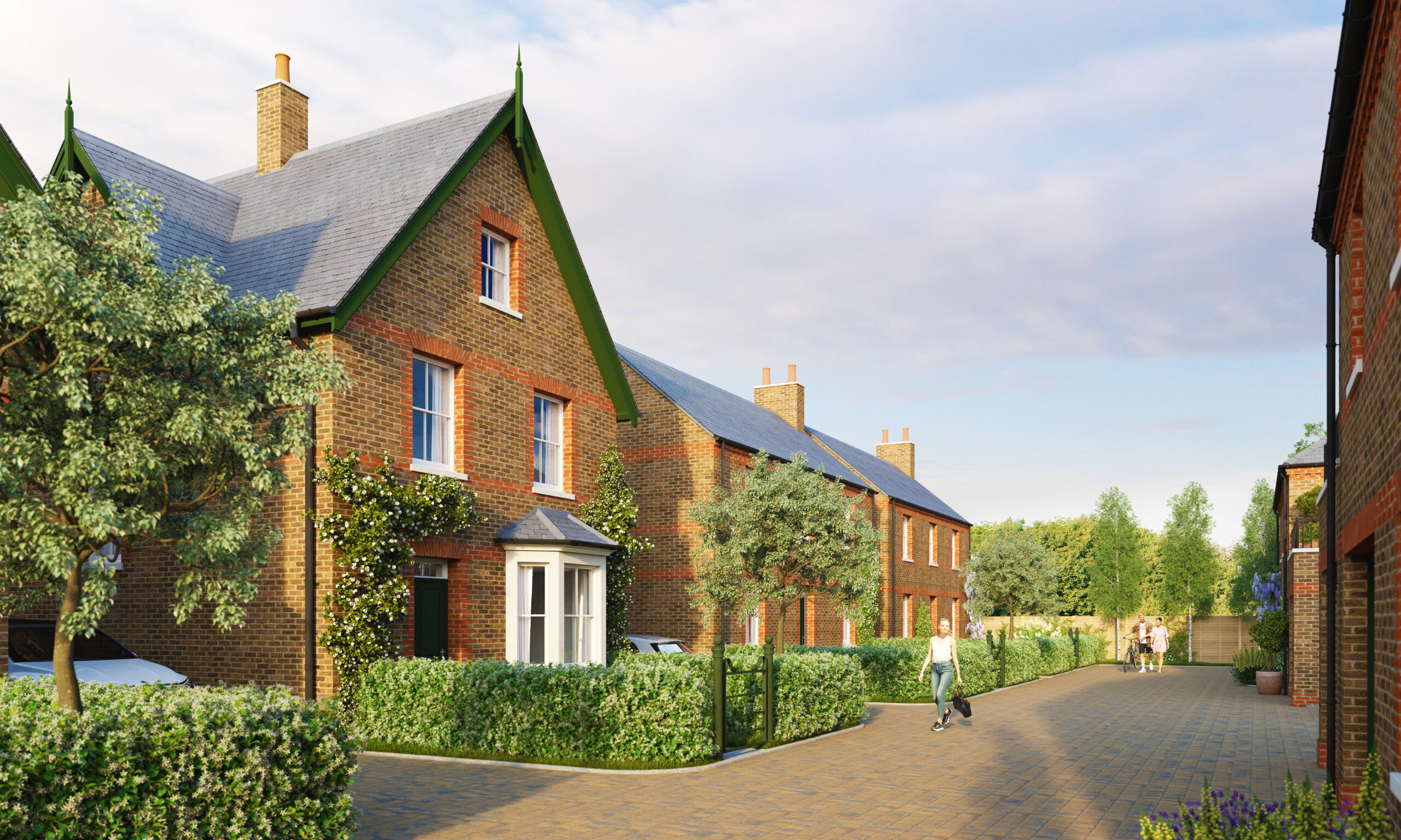 CGI showing proposed custom-build homes at Fordington Farm in Dorchester